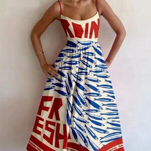 Market Fresh Sardines Red & Blue Summer Dress